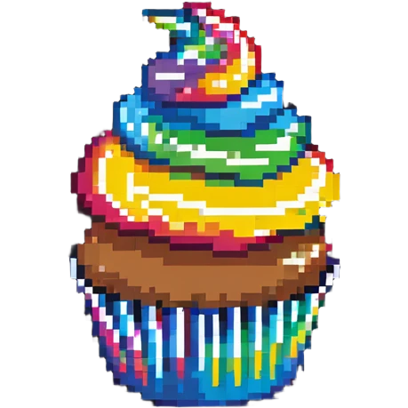 cupcake with rainbow swirl icing emoji