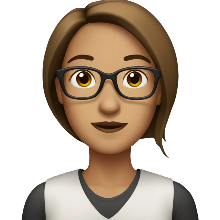 A woman with Brown straight hair and glasses emoji