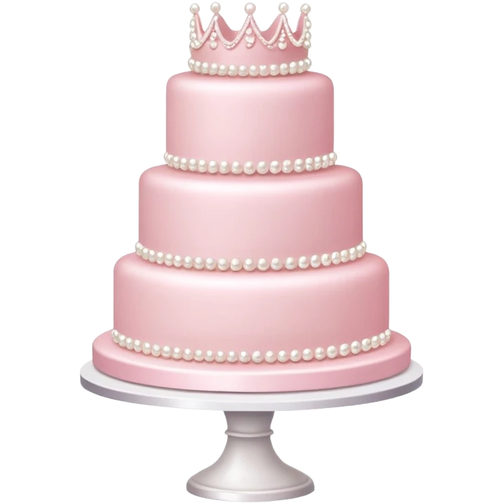 light pink wedding cake decorated with pearls emoji