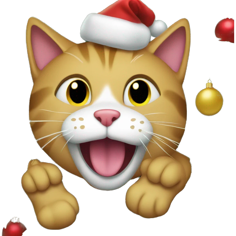 Cat stuck in christmas tree laughing emoji