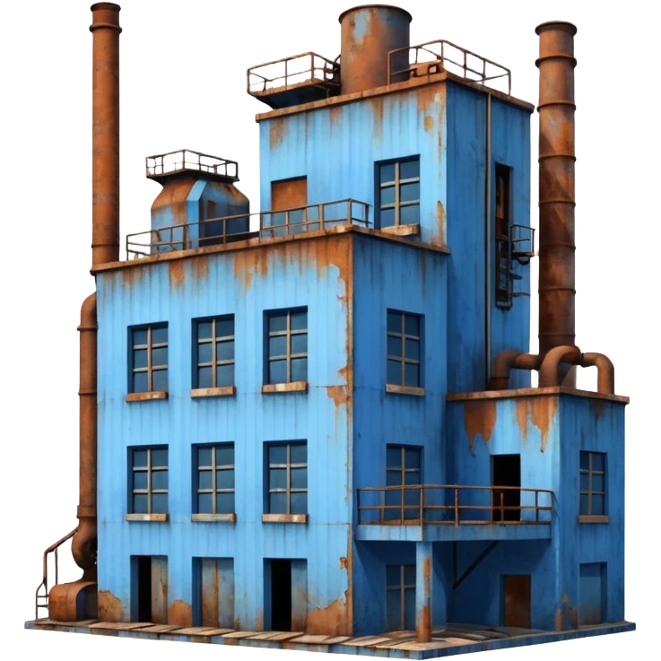 Abandoned factory blue emoji