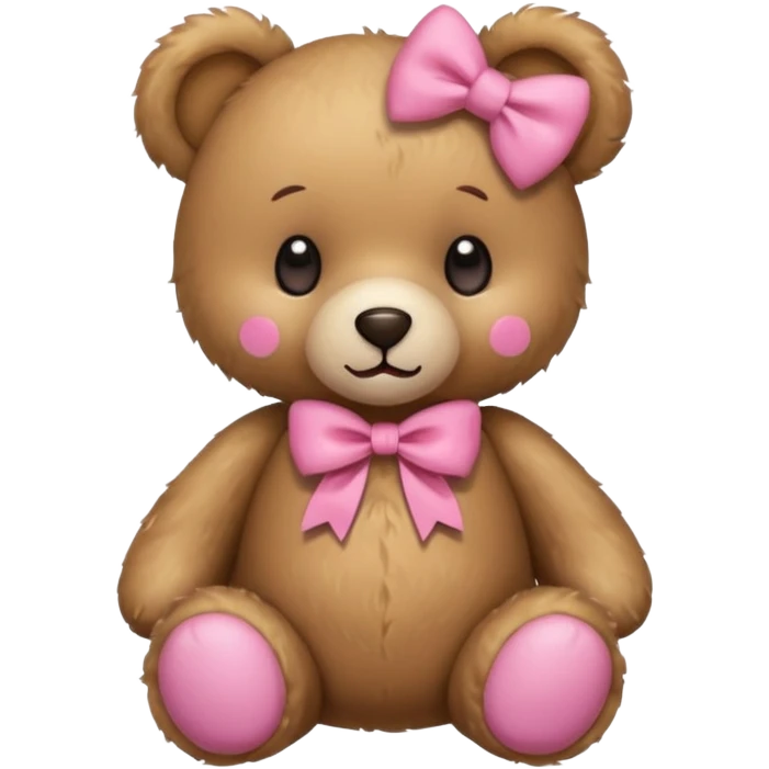 Cute teddy bear with a pink bow. emoji