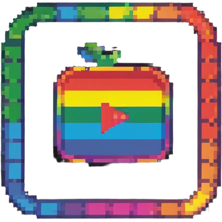 YouTube logo rainbow colored with white play button emoji
