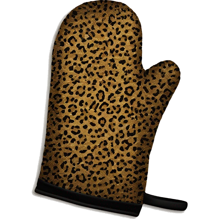 Realistic leopard print glitter oven mitt isolated  emoji