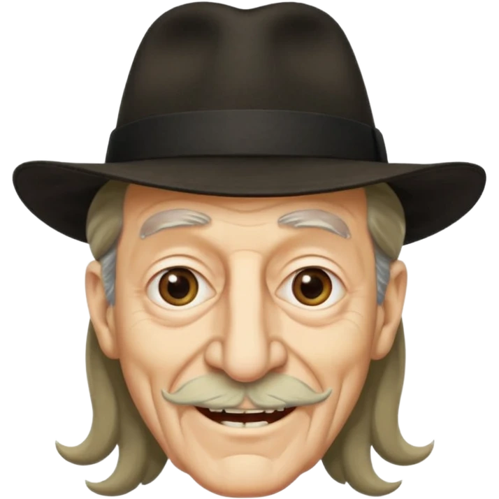 Jewish elderly man emoji with long hair on the sides and jewish hat, long big nose and crooked teeth emoji