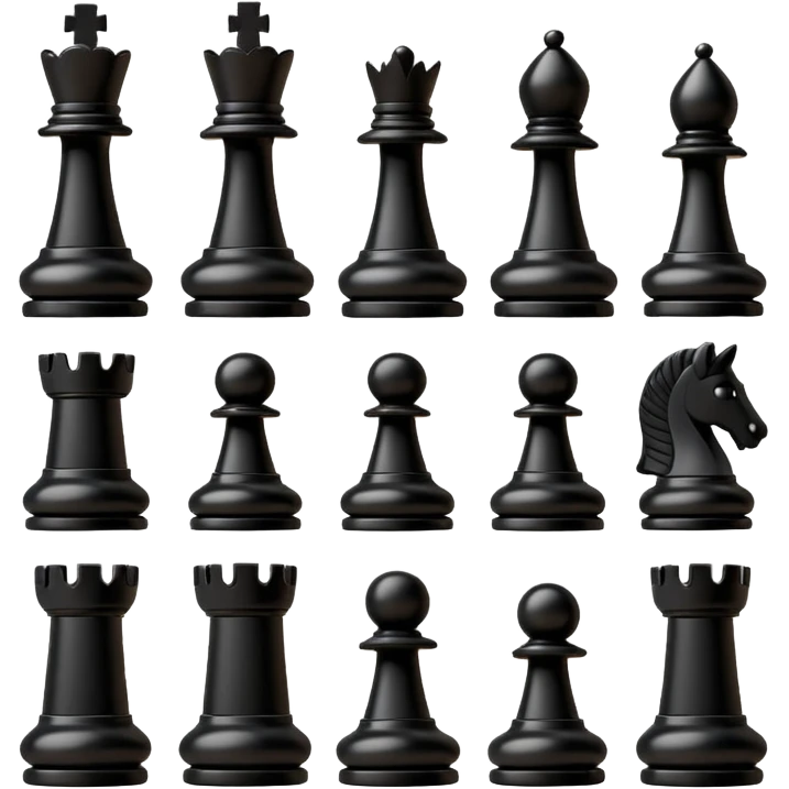black wooden chess pieces, emoji