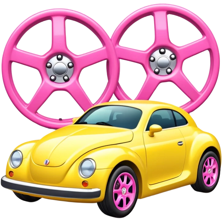 yellow car with pink wheels emoji