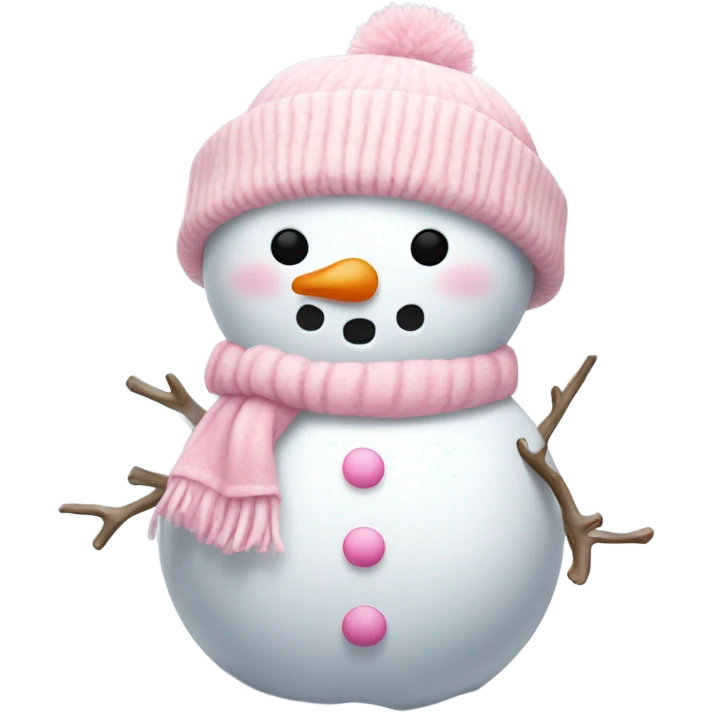 Cute white and light pink snowman emoji