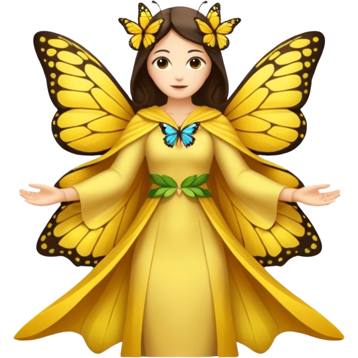 nature spirit woman dressed as butterfly herald yellow, wing sleeves spread emoji