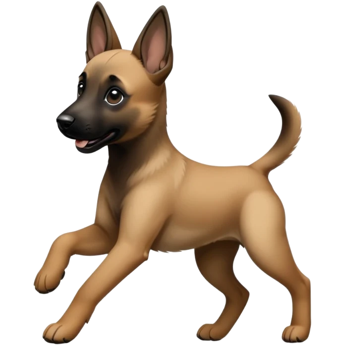 Malinoi puppy runs after adult malinoi emoji