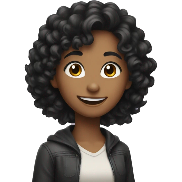 smiling girl with curly black hair  emoji