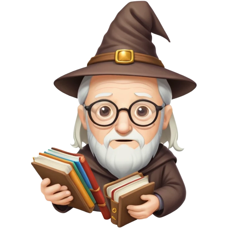 an old man wizard with glasses and SPAM books nodding yes emoji