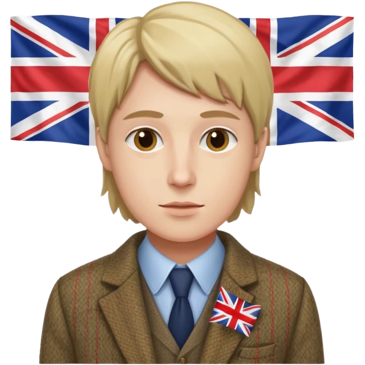 an English writer/playwriter with an UK flag in tha background emoji
