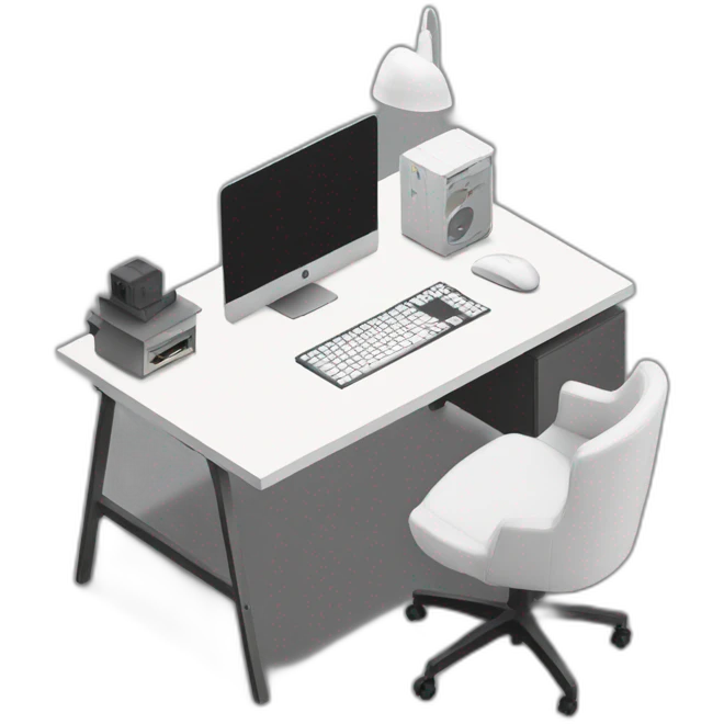 minimalist-clean-workspace-desk-with-grey-white-wood-colorway-with-gaming-chair emoji