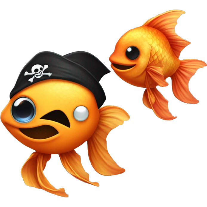 smiling goldfish pirate (eye patch and pirate smiling goldfish pirate with an eye patch and pirate bandana
 emoji