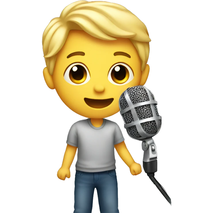 A boy holding a microphone  emoji