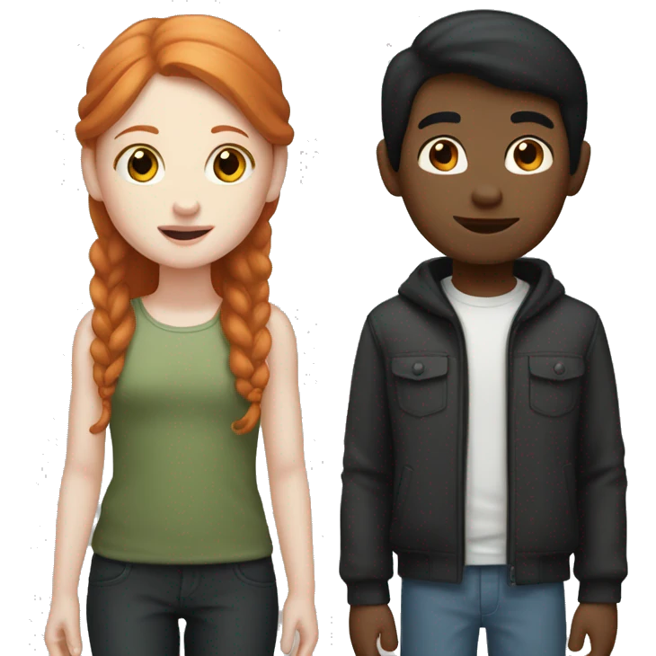 pale redhead girl with a pale black hair boy emoji