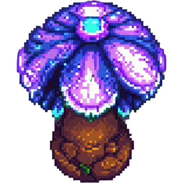 glowing mushroom pixel art with purple glow emoji
