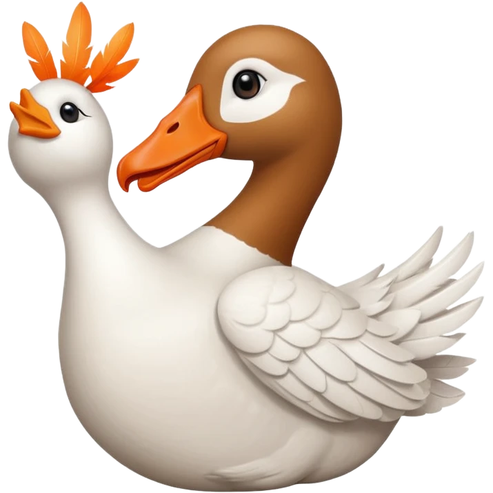 a goose with a hand sign of a peace sign emoji