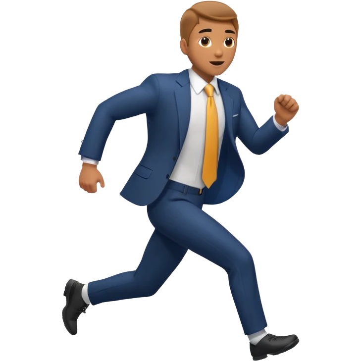 businessman picking running, face direct to camera emoji