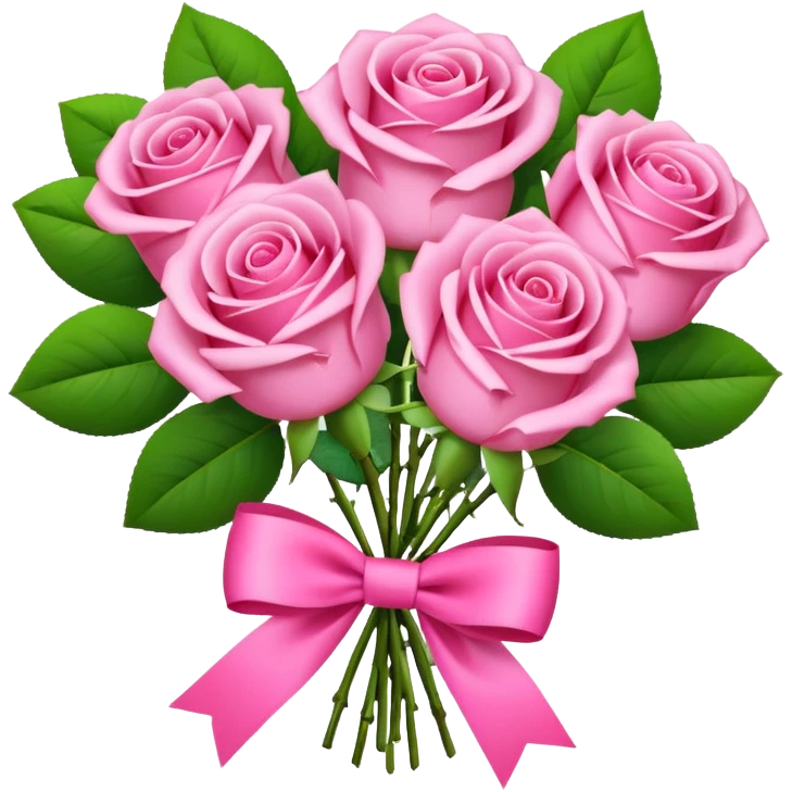 Bouquet of pink roses and money with pink bow emoji