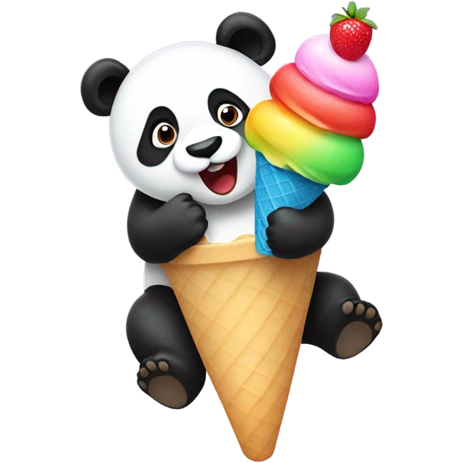 Panda eating ice cream emoji
