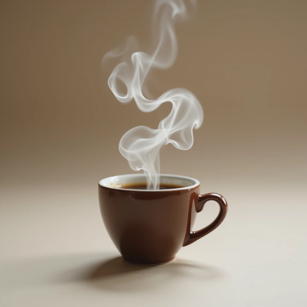 coffee cup with swirling steam, photorealistic minimalism emoji