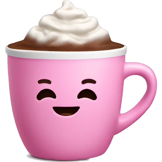 Hot chocolate in a pink mug emoji