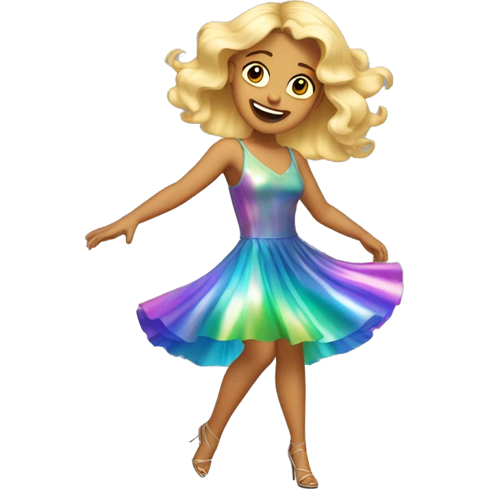 Dancing salsa blonde girl in an iridescent dress emoji