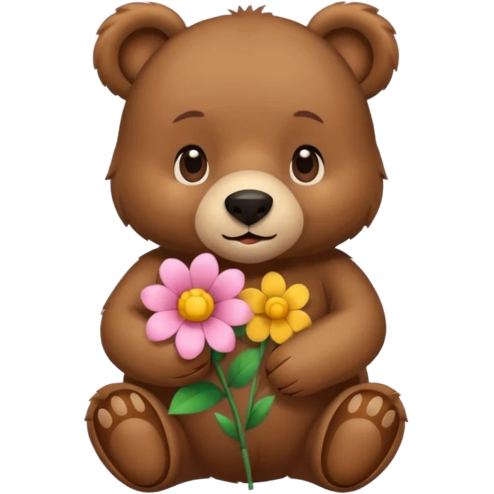 bear holding flower emoji
