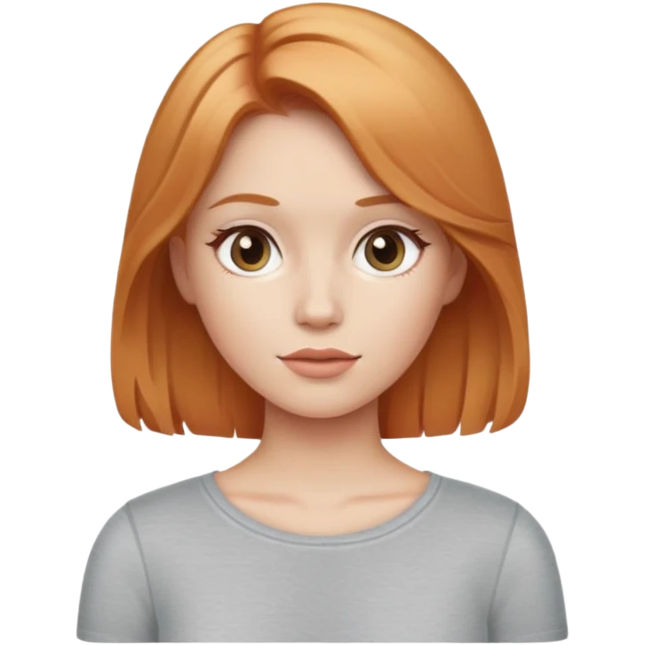 girl with strawberry blonde hair with light grey top emoji