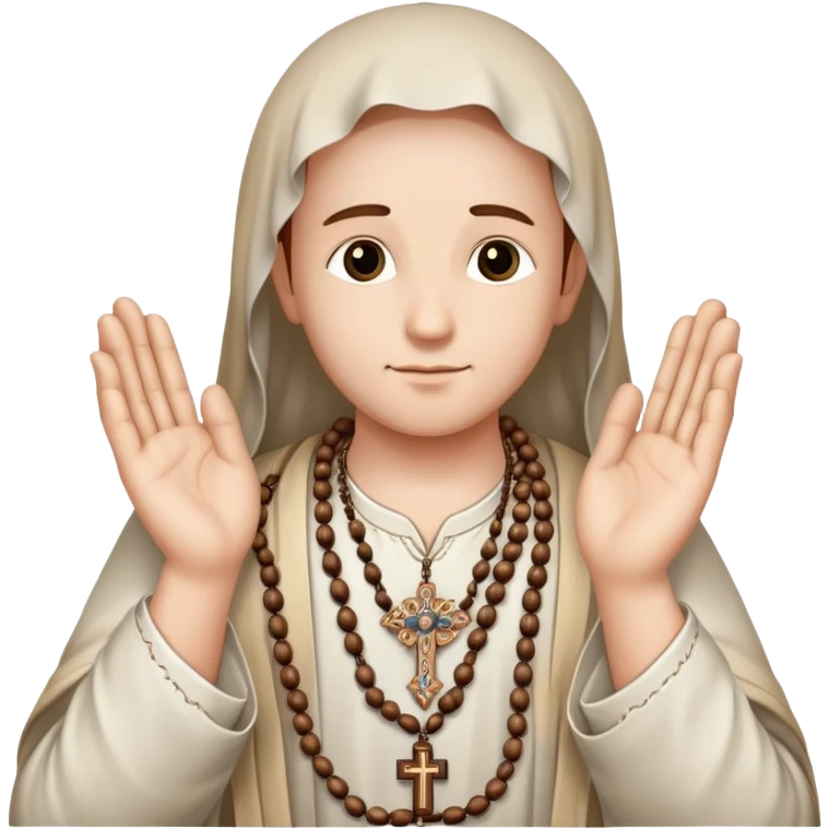 Praying hands holding a rosary emoji