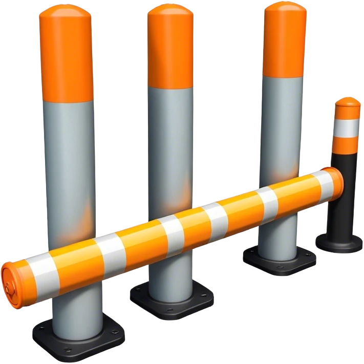 Two reflector-equipped traffic bollards with a caution tape stretched between them, marking a restricted or blocked area emoji
