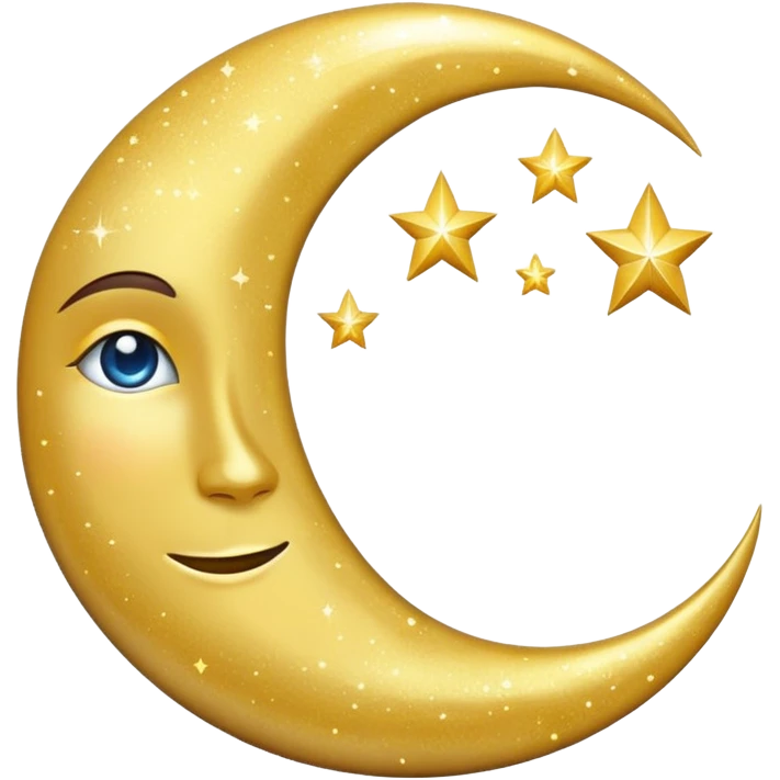 Glitter cian moon emoji
