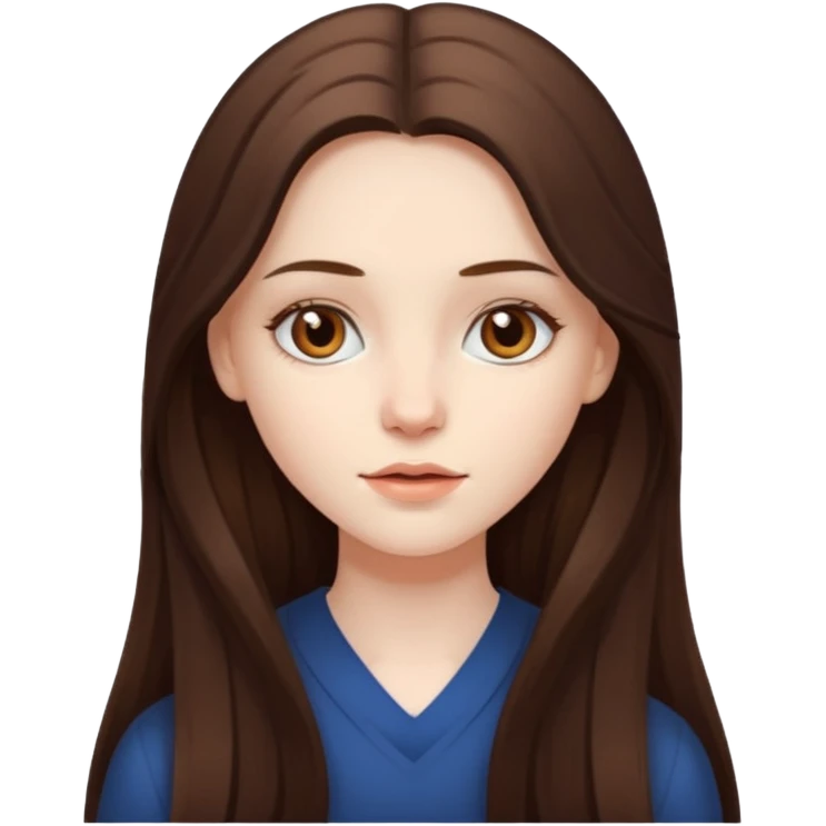 pale skin girl with long brunette hair and brown eyes emoji