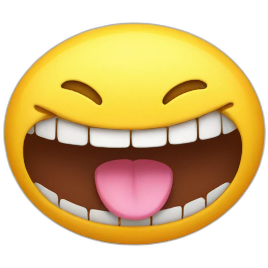 the emoji 😀 with a giant mouth emoji