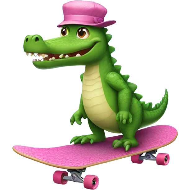 Crocodile wearing tutu on skateboard emoji