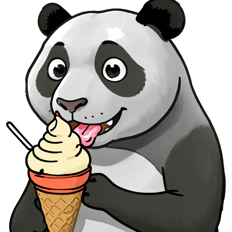 Panda eating ice cream emoji
