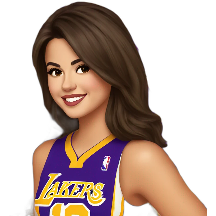 selena gomez wearing yellow lakers jersey emoji