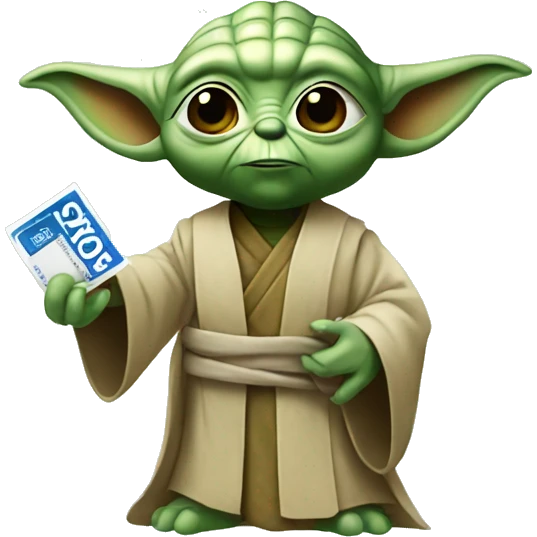 Yoda holding a coupon emoji