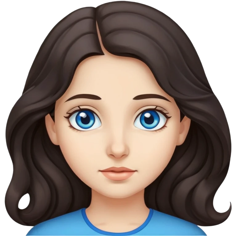 Syrian girl long wavy hair blue eyes pretty face  emoji