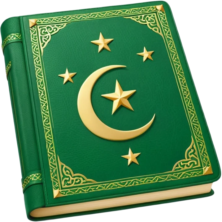 Closed Quran with the Islamic Symbol on it (moon and star) green emoji