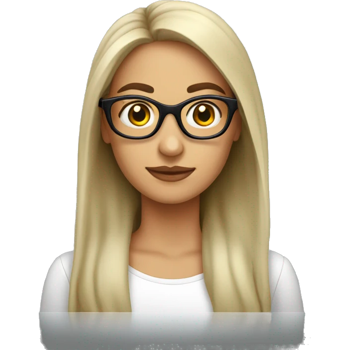 mujer piel banca pelo largo gafas emoji