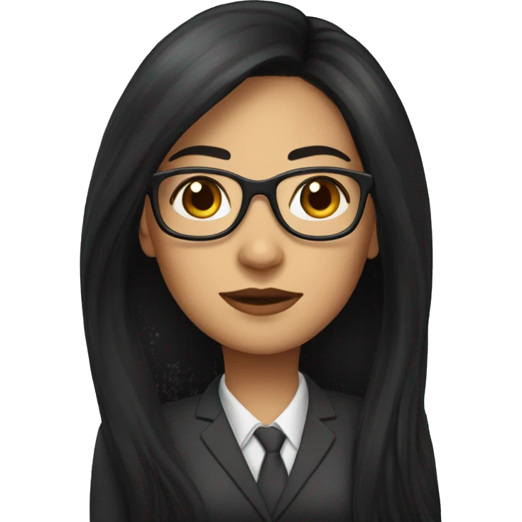 Female defense attorney with long black hair with glasses emoji