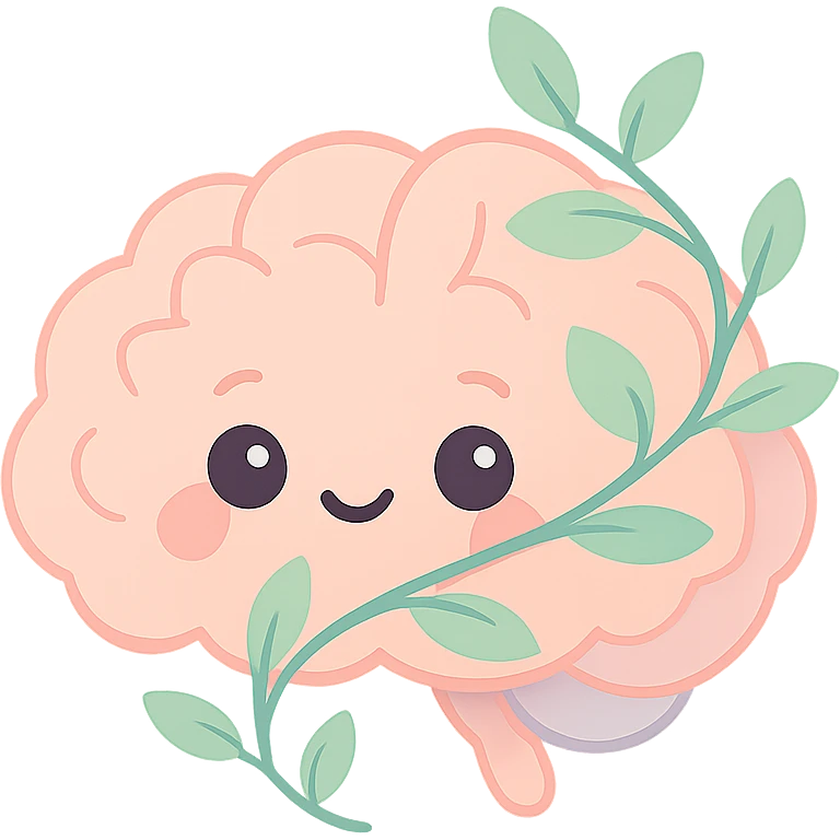 Remove the background so the brain with vine is on a transparent background, keeping the warm, inviting, positive mental health vibe. emoji