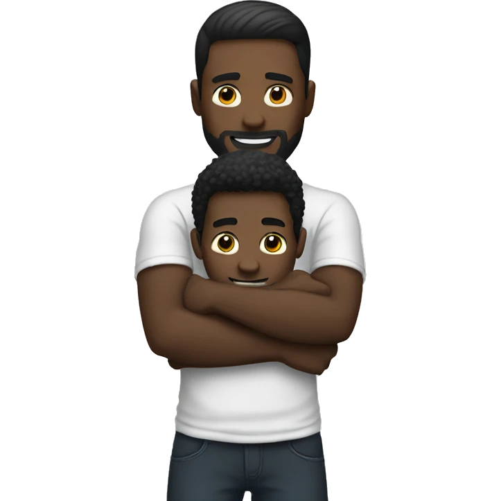 white man with black man hug emoji