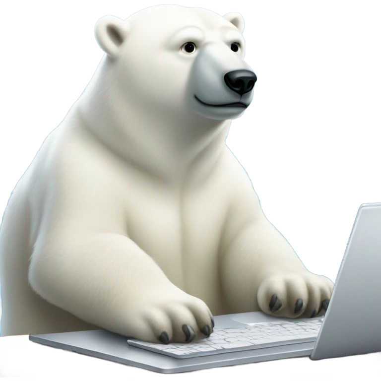 Polar bear working with laptop emoji