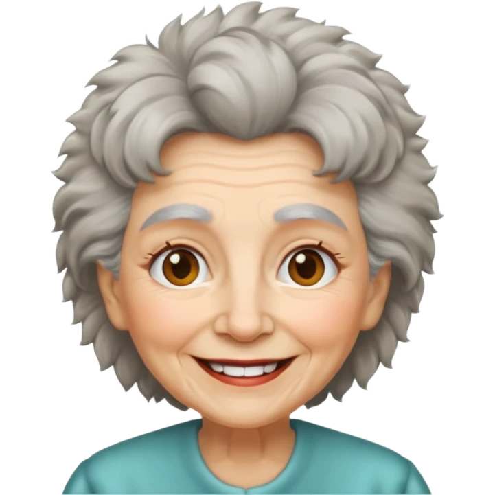 grandma with furry hair emoji
