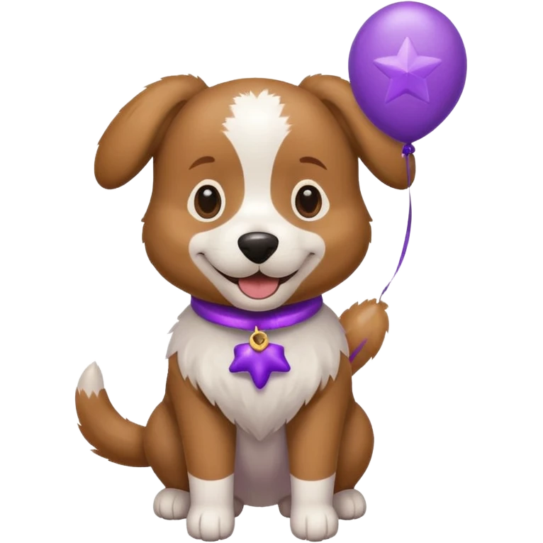 Dog hold purple star balloon emoji