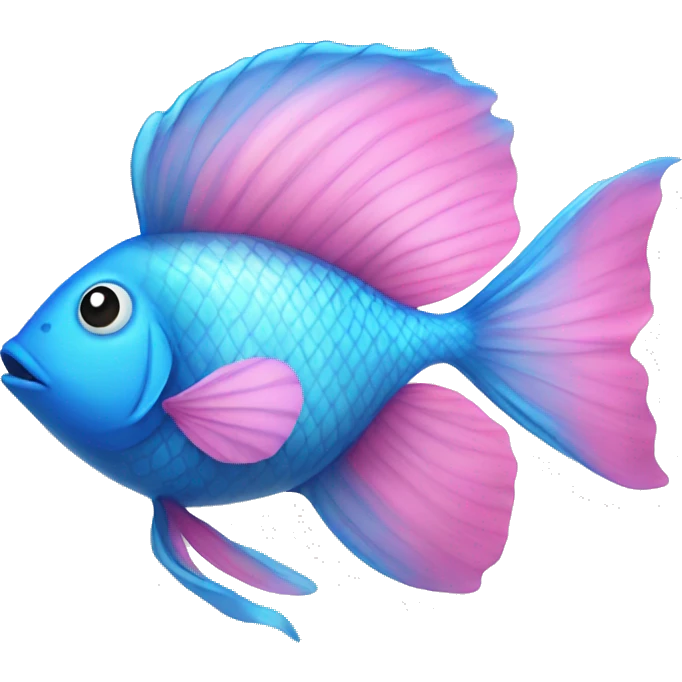 Blue fish with pink butterfly wings emoji